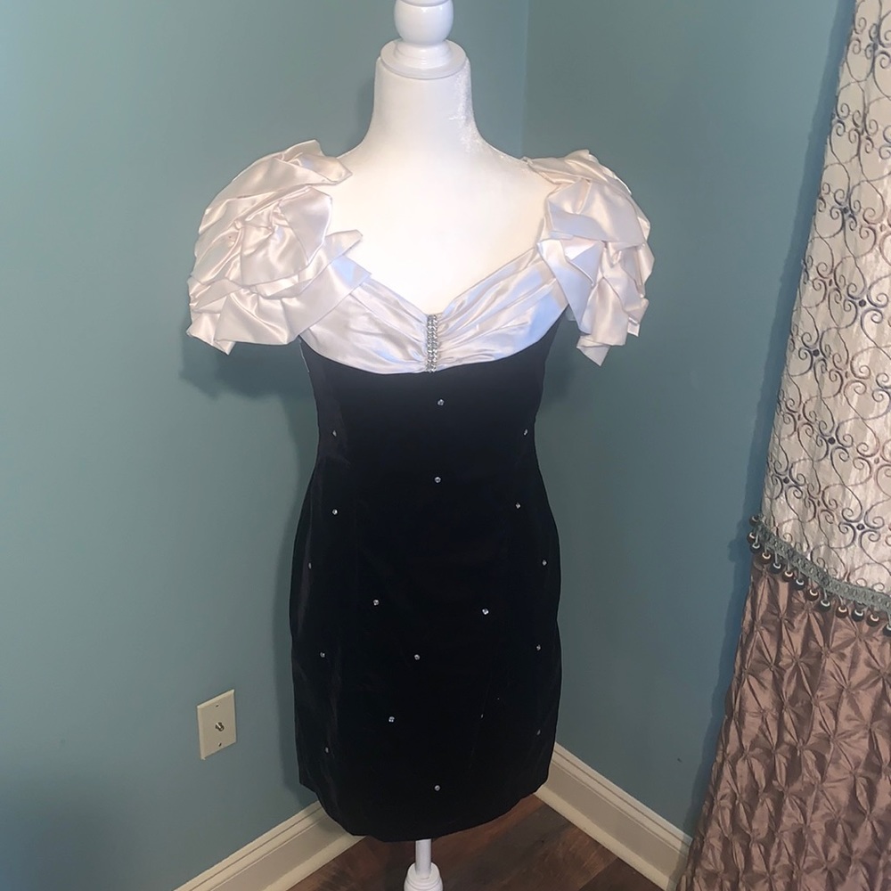 Black velvet cocktail dress